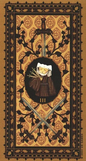 Three of Swords - Medieval Cat Tarot - Lawrence Teng
