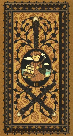 Three of Wands - Medieval Cat Tarot - Lawrence Teng