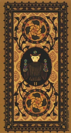 Two of Coins - Medieval Cat Tarot - Lawrence Teng