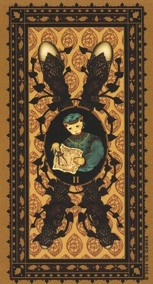 Two of Wands - Medieval Cat Tarot - Lawrence Teng