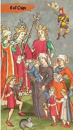 6 of Cups card from the Medieval Europe Tarot deck