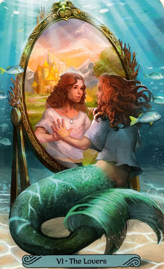 The Lovers card from the Mermaid Tarot deck
