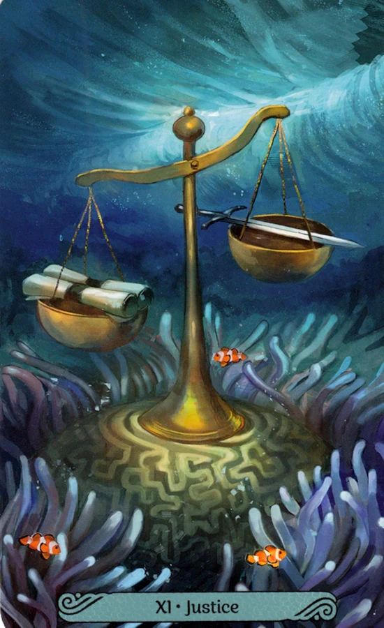Justice card from the Mermaid Tarot deck