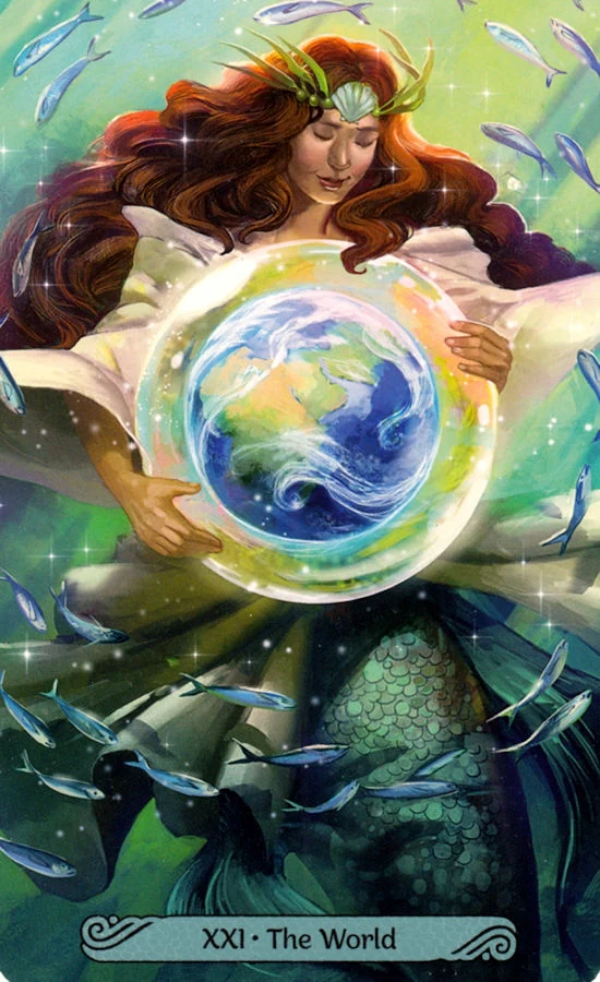 The World card from the Mermaid Tarot deck