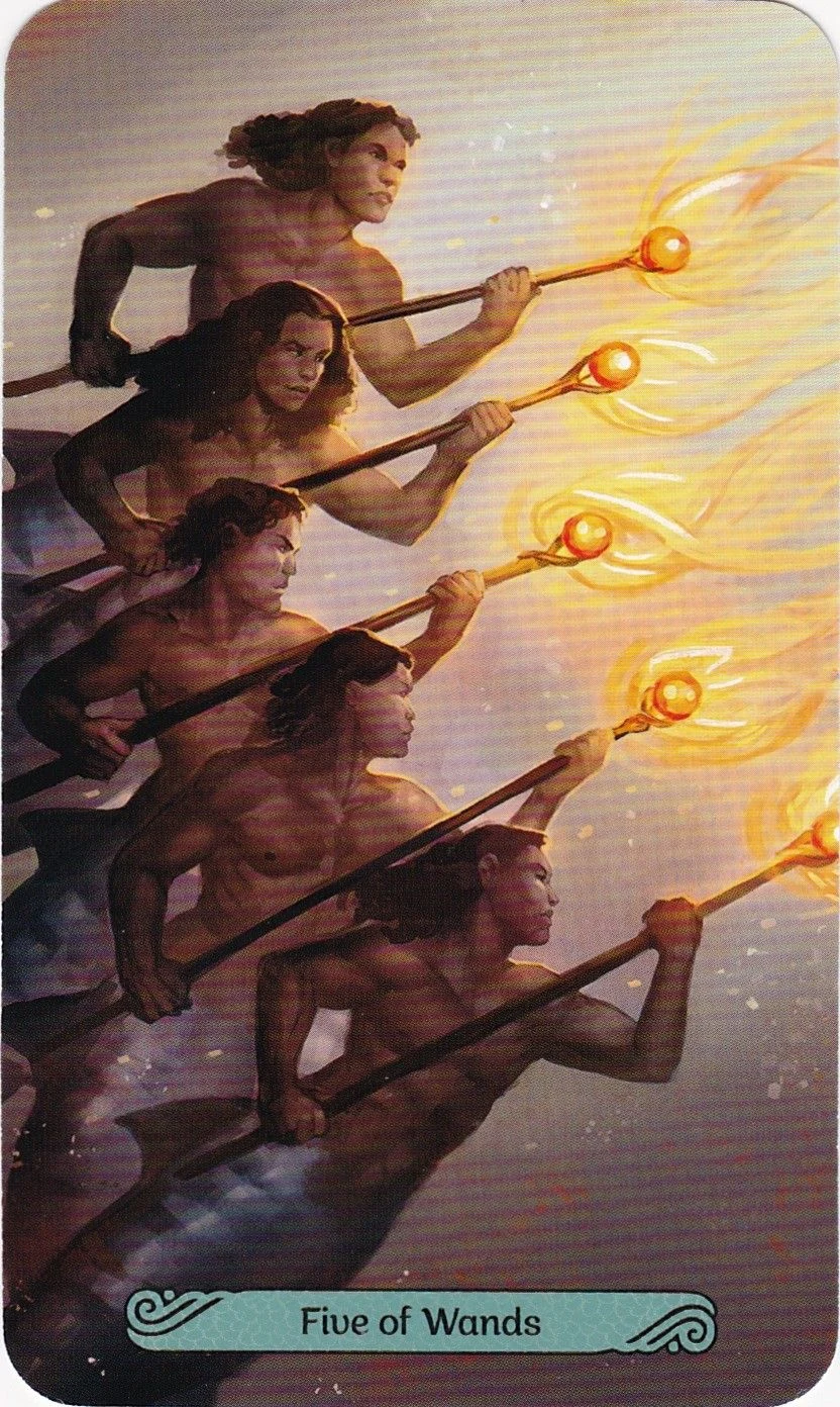 Five of Wands card from the Mermaid Tarot deck