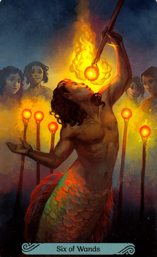 Six of Wands card from the Mermaid Tarot deck