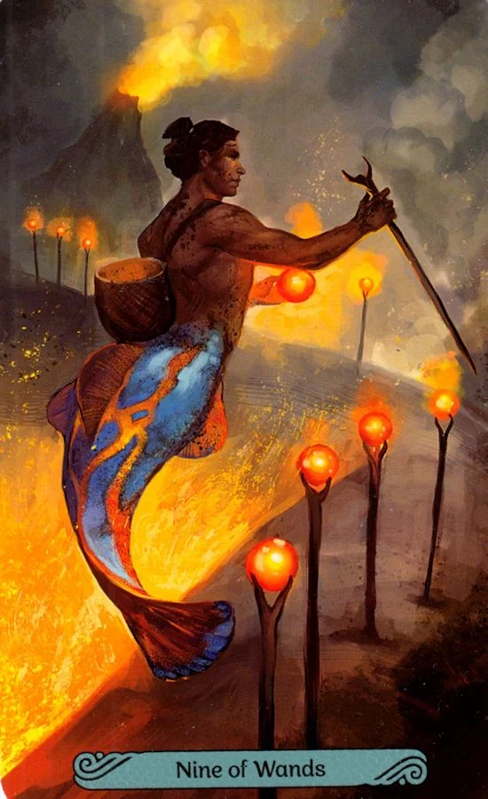 Nine of Wands card from the Mermaid Tarot deck