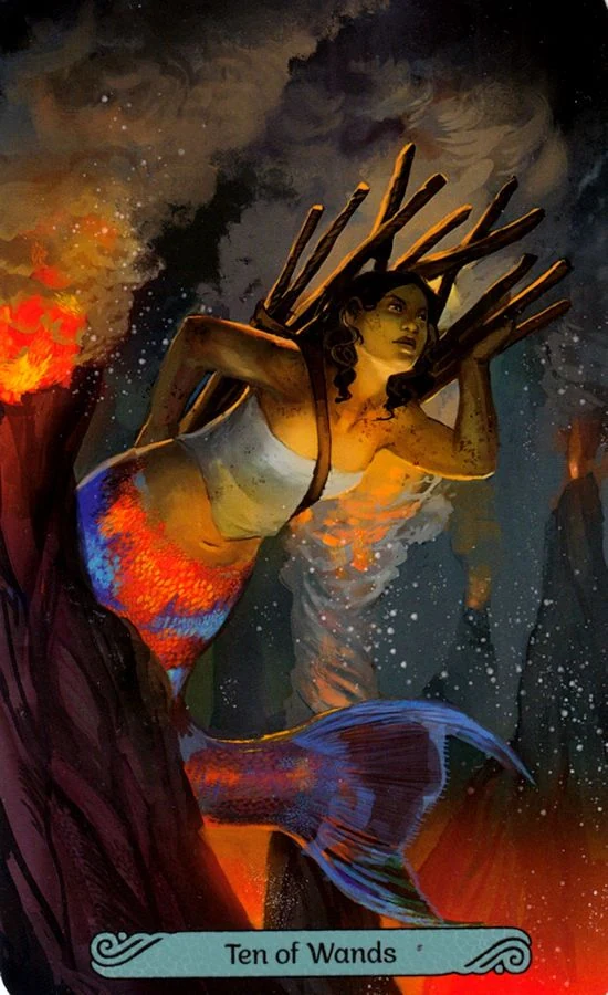 Ten of Wands card from the Mermaid Tarot deck