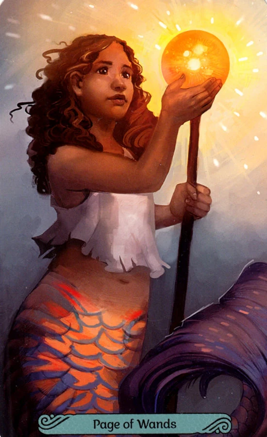 Page of Wands card from the Mermaid Tarot deck