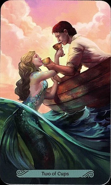 Mermaid Tarot Review 7 Two of Cups card from the Mermaid Tarot deck