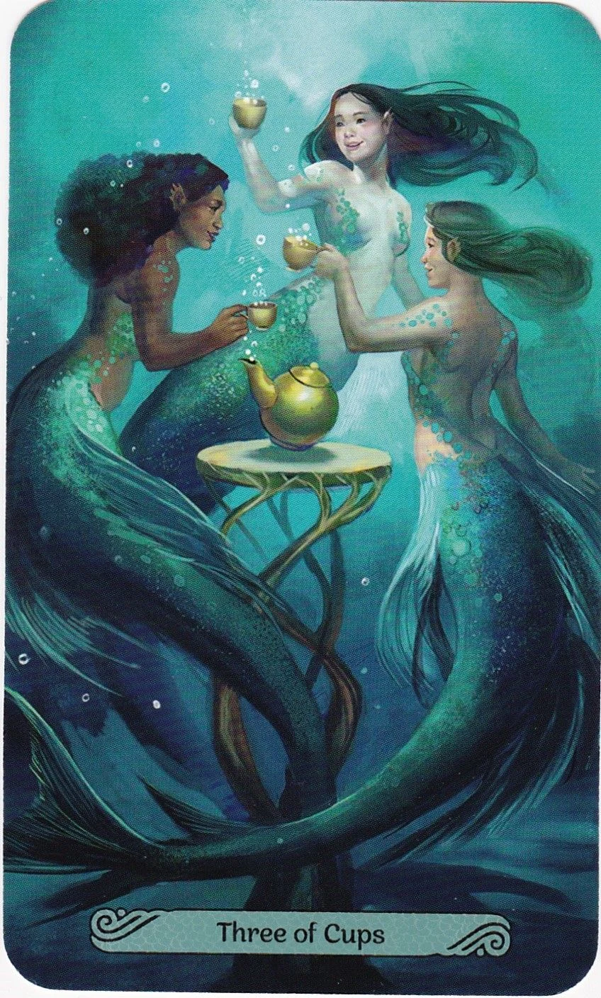 Three of Cups card from the Mermaid Tarot deck