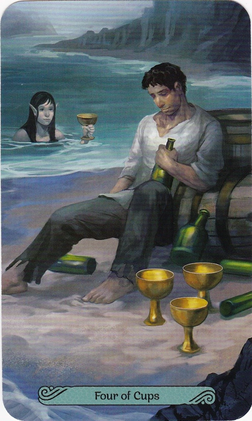 Four of Cups card from the Mermaid Tarot deck