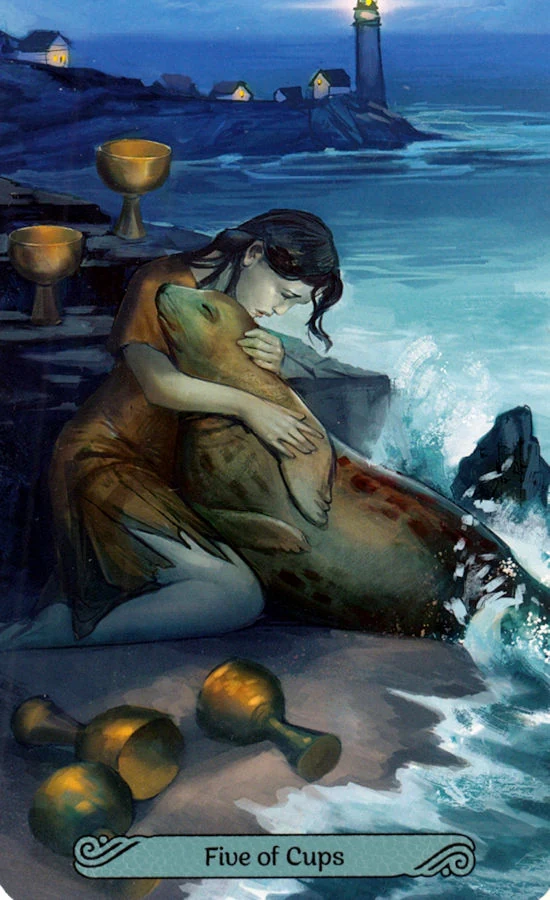 Five of Cups card from the Mermaid Tarot deck