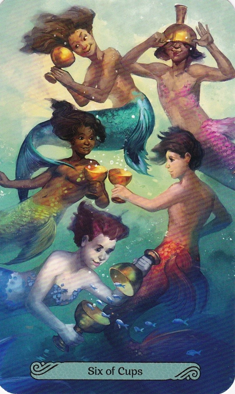 Six of Cups card from the Mermaid Tarot deck