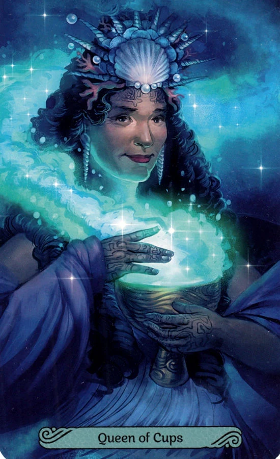 Mermaid Tarot Review 11 Queen of Cups card from the Mermaid Tarot deck