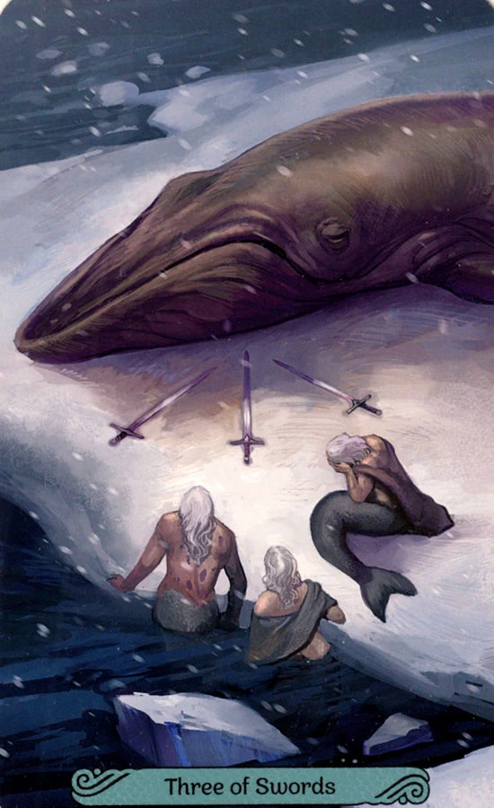 Mermaid Tarot Review 8 Three of Swords card from the Mermaid Tarot deck