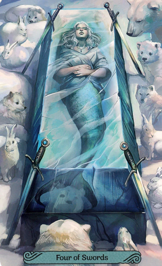 Four of Swords card from the Mermaid Tarot deck