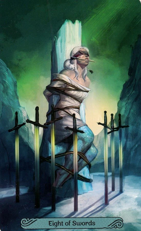 Eight of Swords card from the Mermaid Tarot deck