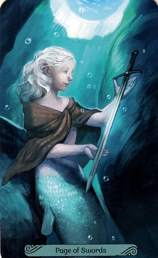 Page of Swords card from the Mermaid Tarot deck