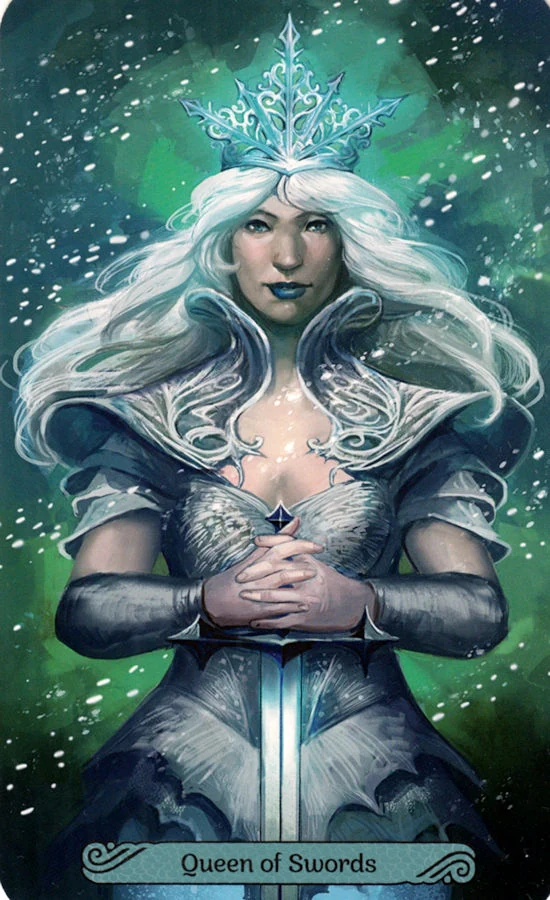 Queen of Swords card from the Mermaid Tarot deck