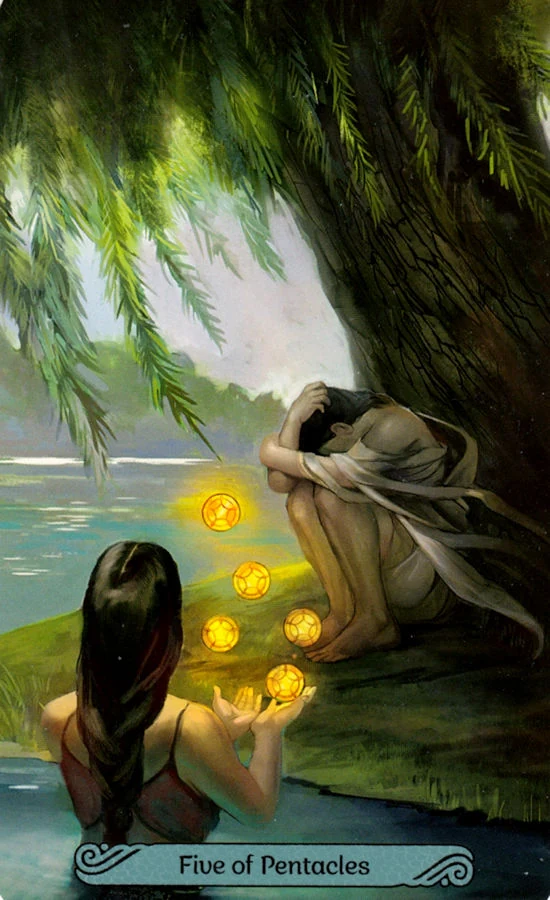 Five of Pentacles card from the Mermaid Tarot deck