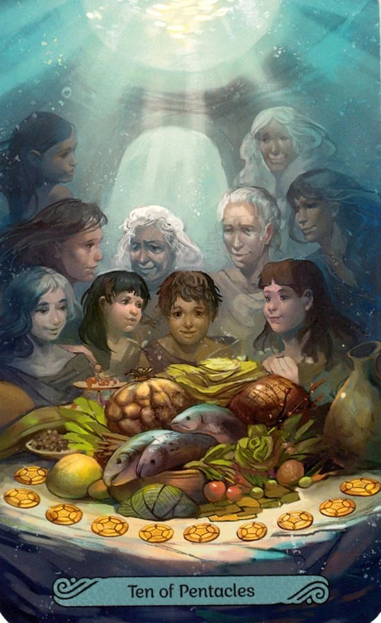 Ten of Pentacles card from the Mermaid Tarot deck