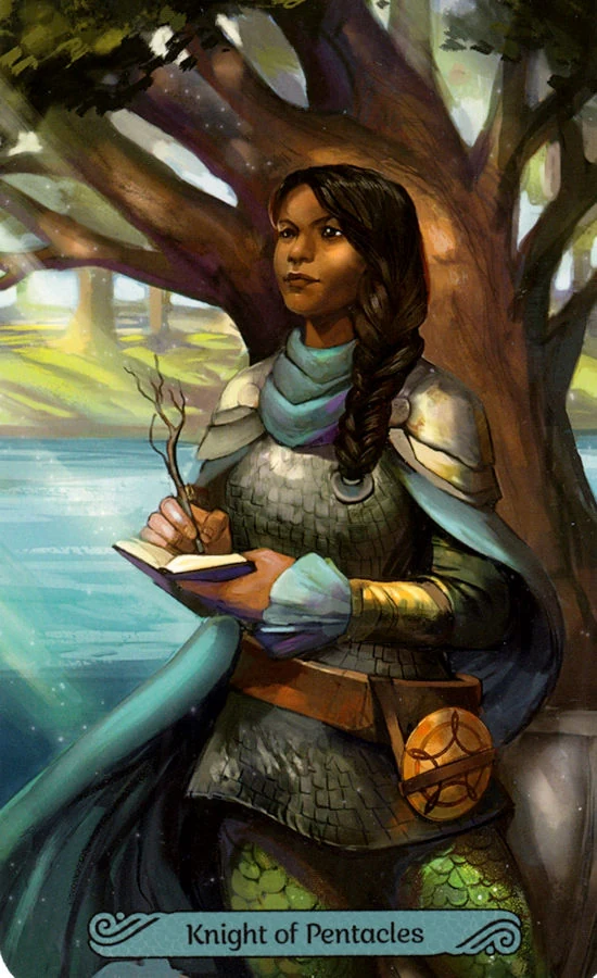 Knight of Pentacles card from the Mermaid Tarot deck