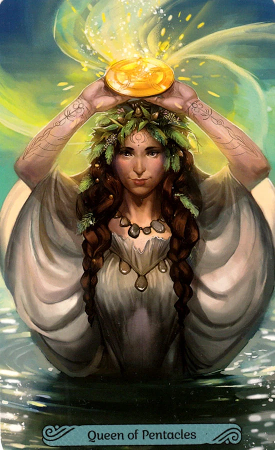 Mermaid Tarot Review 20 Queen of Pentacles card from the Mermaid Tarot deck