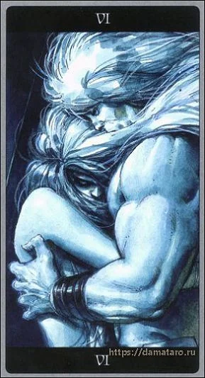 The Lovers card from the Meta Barons Tarot deck