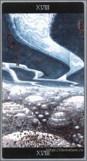 The Moon card from the Meta Barons Tarot deck