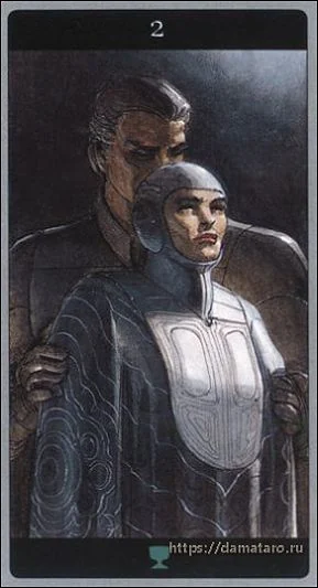 Two of Cups card from the Meta Barons Tarot deck