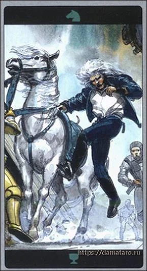 Knight of Cups card from the Meta Barons Tarot deck