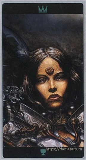 Meta Barons Tarot Review 13 Queen of Cups card from the Meta Barons Tarot deck