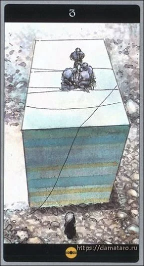 Three of Pentacles card from the Meta Barons Tarot deck