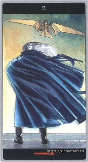 Two of Wands card from the Meta Barons Tarot deck