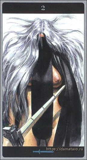 Two of Swords card from the Meta Barons Tarot deck