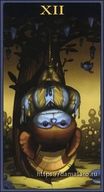 The Hanged Man card from the Mibramig Magical Tarot deck