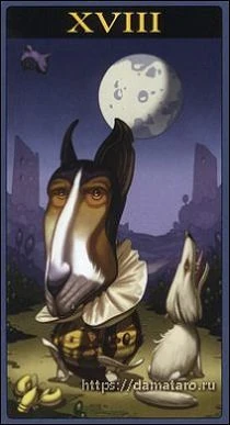 The Moon card from the Mibramig Magical Tarot deck