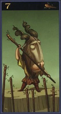 Seven of Wands card from the Mibramig Magical Tarot deck