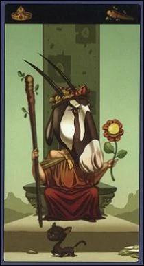 Queen of Wands card from the Mibramig Magical Tarot deck