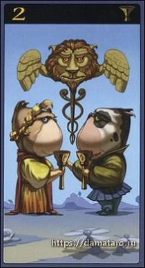 Two of Cups card from the Mibramig Magical Tarot deck