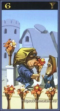 Six of Cups card from the Mibramig Magical Tarot deck