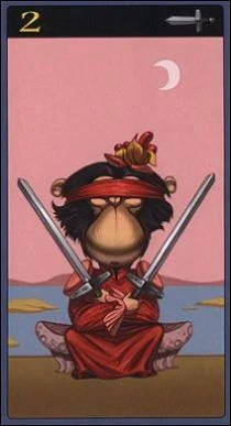 Two of Swords card from the Mibramig Magical Tarot deck
