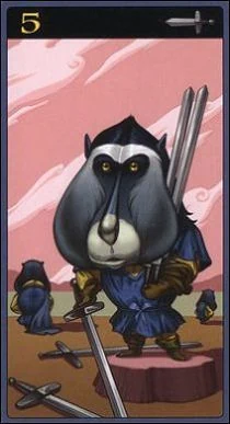 Five of Swords card from the Mibramig Magical Tarot deck