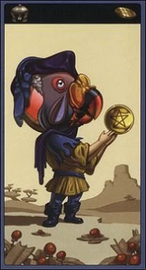 Page of Pentacles card from the Mibramig Magical Tarot deck