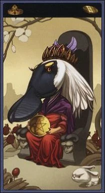 Queen of Pentacles card from the Mibramig Magical Tarot deck