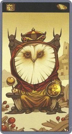 King of Pentacles card from the Mibramig Magical Tarot deck