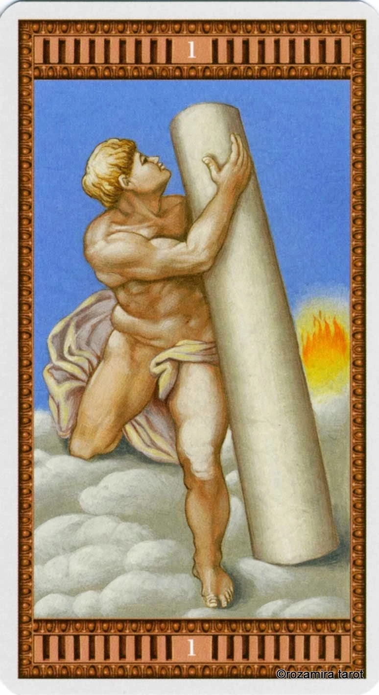 Ace of Wands card from the Michelangelo Tarot deck