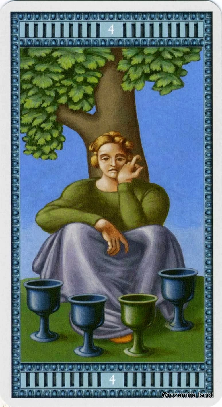 Four of Cups card from the Michelangelo Tarot deck