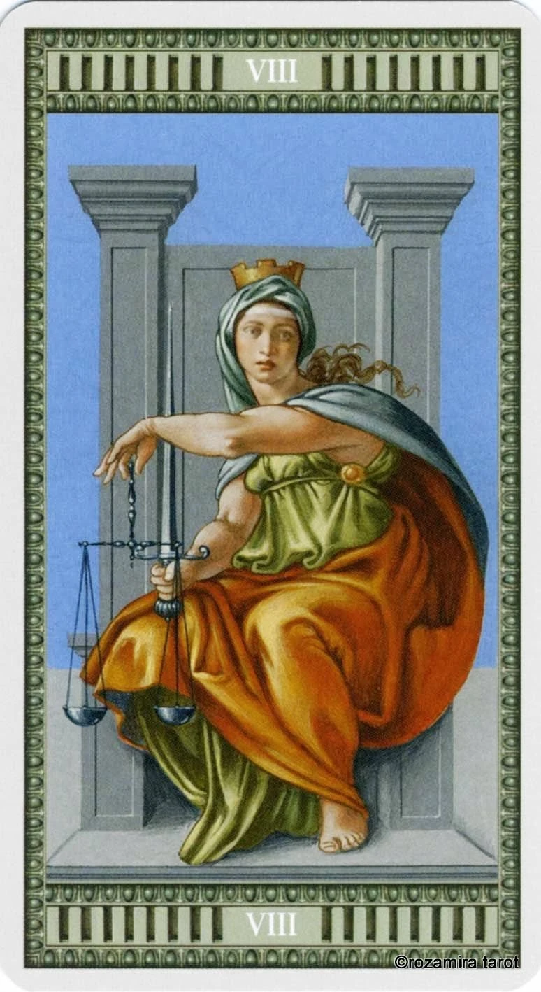 Justice card from the Michelangelo Tarot deck